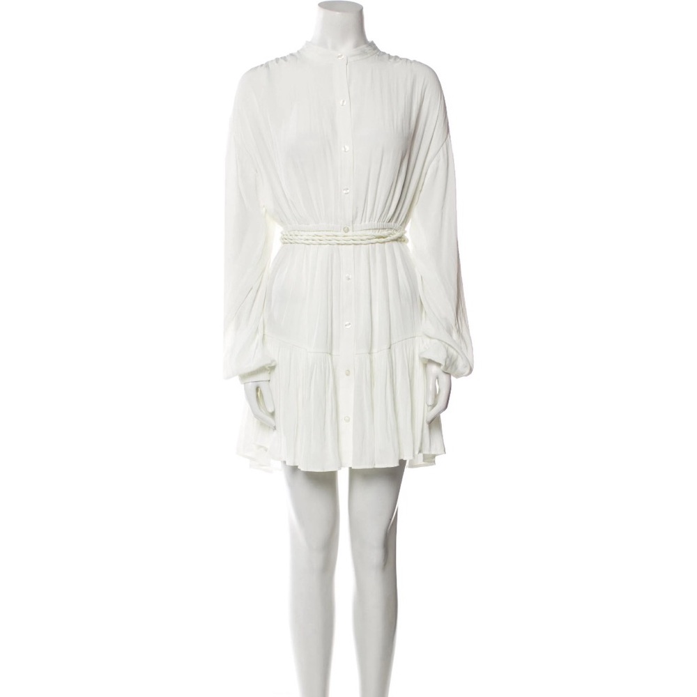 A.L.C. Mock Neck Mini Dress White Silk Size 2